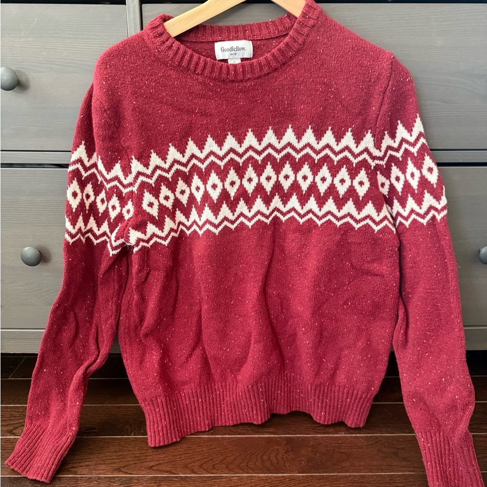 Goodfellow & Co Maroon and Cream Knit Sweater